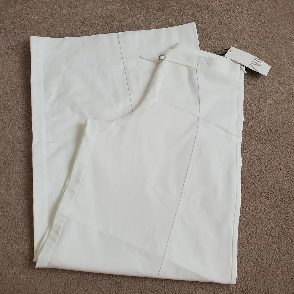 Zara Palazzo Wide White Pants